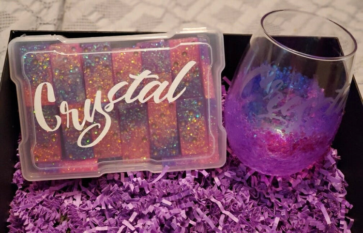 Custom Dominos and Etched Wine Glass